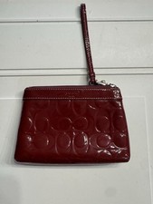 Carteira de pulso COACH assinatura brilho patente vermelho logotipo levantado bolsa moeda comprar usado  Enviando para Brazil