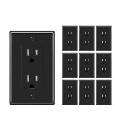 Soquete de tomada preta, receptáculo Decora duplex 15 ampères, 125 volts com placa pacote com 10 comprar usado  Enviando para Brazil