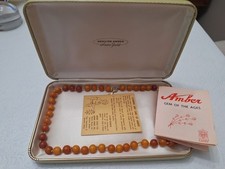 Colar Amber Guild genuíno âmbar contas redondas 18" fecho 14K caixa papéis originais, usado comprar usado  Enviando para Brazil