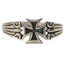Anel de ferro cruz maltês prata 925 metal motociclista gótico punk comprar usado  Enviando para Brazil
