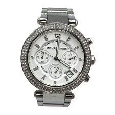 Relógio feminino Michael Kors Parker mostrador branco prata aço inoxidável cronógrafo comprar usado  Enviando para Brazil