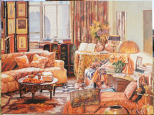 Pintura a óleo original do interior do quarto #3 por S. Lee comprar usado  Enviando para Brazil