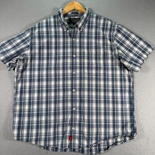 Camisa masculina Abercrombie & Fitch com botões musculares XL azul xadrez clássica praia, usado comprar usado  Enviando para Brazil