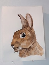 Lapin aquarelle originale d'occasion  Bouaye