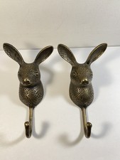 Lote de 2 cabides vintage de latão cabeça de coelho gancho sólido, usado comprar usado  Enviando para Brazil
