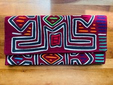 Bolsa de mão vintage aplique Mola Kuna Panamá plana com fecho de pressão comprar usado  Enviando para Brazil