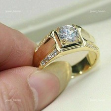 Solitário de ouro amarelo sólido 14K com detalhes anel de esposa diamante cultivado em laboratório comprar usado  Enviando para Brazil
