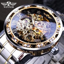 Relógio de pulso masculino esqueleto mecânico movimento engrenagem luminosa diamante transparente comprar usado  Enviando para Brazil