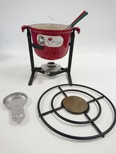 Conjunto de fondue vintage esmalte vermelho Le Cruset com suporte queimador e garfos completos comprar usado  Enviando para Brazil