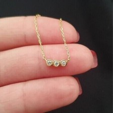 Pingente feminino de três pedras corte redondo simulado diamante folheado a ouro amarelo 14K comprar usado  Enviando para Brazil