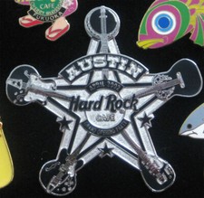 Pin Hard Rock Cafe Austin 2002 Grand Opening TX emblema de guitarra xerife #12836 RARO comprar usado  Enviando para Brazil