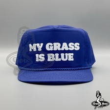 Boné My Grass Is Blue Hat Vintage Retrô Azul Caminhoneiro Corda de Couro Bluegrass comprar usado  Enviando para Brazil