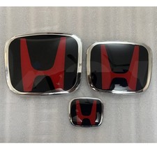 3x Roda Traseira Frontal Estilo Genuíno Emblema Preto e Vermelho Para CIVIC 2Dr 2006-2011 Coupe, usado comprar usado  Enviando para Brazil