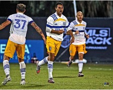 Chris Wondolowski San Jose Earthquakes foto de celebração de gols traseiros não assinada MLS, usado comprar usado  Enviando para Brazil