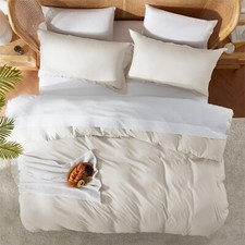 Conjunto de Capa de Edredom Queen Size Creme/Off-White 1x90"x90" Capa 2x Travesseiro/Fardas comprar usado  Enviando para Brazil