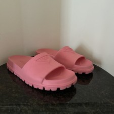 Sandálias femininas de borracha com logotipo triângulo PRADA - Rosa tamanho 38 comprar usado  Enviando para Brazil