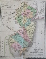 Mapa do estado de Nova Jersey 1825 Carey & Lea Buchon religião histórica informações comerciais comprar usado  Enviando para Brazil