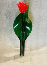 1960 MCM Vintage Verde Lucite Jack In The Pulpit Vaso com Flor de Vidro e Folha comprar usado  Enviando para Brazil