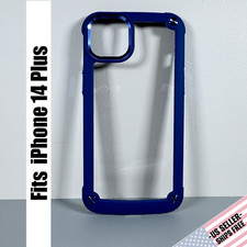 Capa para iPhone 14 Plus - Transparente com estrutura azul metálica | Fina e segura comprar usado  Enviando para Brazil