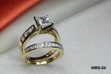 CONJUNTO DE ANEL DE NOIVADO 6.06 DOIS TONS CORTE PRINCESA BANHADO A OURO CZ WRS54-BS comprar usado  Enviando para Brazil
