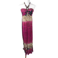 Sutiã Halter Slinky Maxi Vestido Praia Seda Rosa Querida Decote Prateleira Tamanho Pequeno comprar usado  Enviando para Brazil