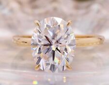Anel de noivado solitário MOISSANITE corte oval 3,36 quilates ouro amarelo sólido 14k comprar usado  Enviando para Brazil