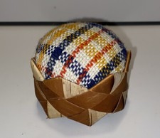 Mini almofada de broche cesta tecido xadrez vintage 3” vermelho azul amarelo, usado comprar usado  Enviando para Brazil