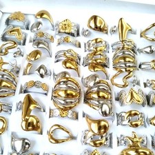 Venta al por mayor 30x Surtido Plata Placa Oro Acero Inoxidable Anillo Banda segunda mano  Embacar hacia Mexico