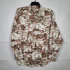 Camisa masculina Roundtree Yorke Outfitters canoa caiaque explorador bússola botão GG comprar usado  Enviando para Brazil