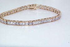 Pulseira de tênis Vermeil corte quadrado e baguete CZ 925 prata esterlina ouro 7,5"  comprar usado  Enviando para Brazil