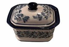 Caixa floral de cerâmica polonesa com tampa azul pequena 4-1/2” comprar usado  Enviando para Brazil