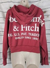 Jaqueta Abercrombie & Fitch vermelha com capuz zíper completo corte L feminina gráfica soletrar comprar usado  Enviando para Brazil
