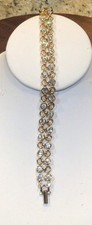 Pulseira de tênis dupla assinatura tom dourado cristal Swarovski, usado comprar usado  Enviando para Brazil