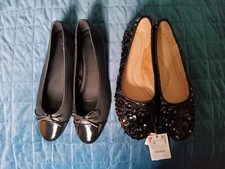 Black flat shoes for sale  HARROW