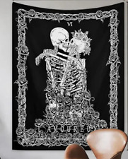 Mantel Halloween Amantes del Esqueleto Tela Gótica Colgante de Pared Grande 58x80 Blanco y Negro segunda mano  Embacar hacia Argentina