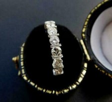 Usado, Anel Half Eternity redondo 1 quilate de moissanita ouro branco 14k no tamanho 7,5 comprar usado  Enviando para Brazil