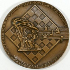 Używany, POLISH MEDAL: Międzynarodowy turniej szachowy - pomnik Chopina,medal w pudełku na sprzedaż  PL
