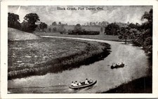 Cartão postal Ontário Port Dover canoa e barco a motor em Black Creek década de 1940 K73 comprar usado  Enviando para Brazil
