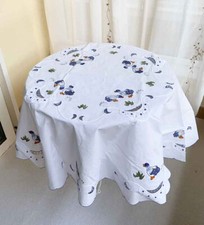 Toalha de mesa redonda estilo country fita bordada pato ponto bainha algodão branco comprar usado  Enviando para Brazil