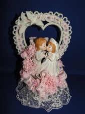 Novo Top de Bolo de Casamento Vintage de Porcelana Beijando Noivos, Decoração Rosa #173, usado comprar usado  Enviando para Brazil