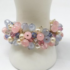Pulseira Cha Cha Vintage Rosa Roxa com Contas de Vidro Pérolas Falsas comprar usado  Enviando para Brazil