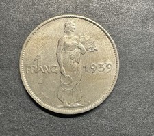Moeda de Luxemburgo 1939 1 Franco Europa Estrangeira Antiga RARA Mundo CH, usado comprar usado  Enviando para Brazil