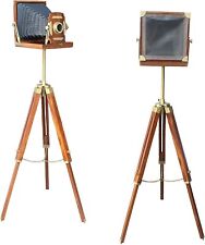 Câmera de madeira de filme antiga vintage com suporte para tripé piso filme adereço decoração de Natal, usado comprar usado  Enviando para Brazil
