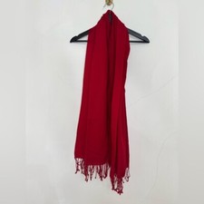 Lindo xale cachecol vermelho pashmina 100% lã envoltório macio design de franja quente, usado comprar usado  Enviando para Brazil
