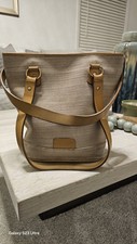 Bolsa tote Pierre Frey Paris de lona e couro - Bolsa de ombro bege com... comprar usado  Enviando para Brazil