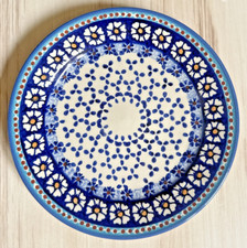 Prato de jantar feito à mão de cerâmica polonesa 10 pol. azul marfim amarelo vermelho comprar usado  Enviando para Brazil