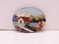 Broche antigo vintage Pietra Dura mosaico Itália paisagem botão placa mini comprar usado  Enviando para Brazil