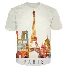 Nova Camiseta Feminina Paris Torre Eiffel Masculina Estampa 3D Manga Curta comprar usado  Enviando para Brazil