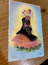 Usado, VESTIDO DE SEDA BORDADO FLAMENCO - MADRID - CARTÃO POSTAL (224) comprar usado  Enviando para Brazil