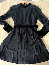 Vestido skatista Zara feminino preto detalhe de renda cinto de veludo tamanho XS festa noturna comprar usado  Enviando para Brazil